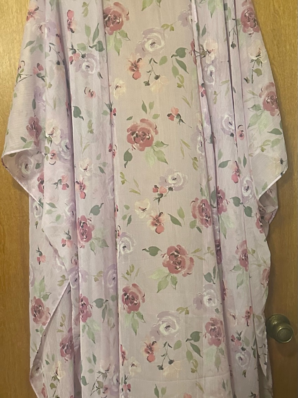 Light Pink Floral cape/Kimono - light Floral Print one size
